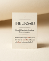 Unsaid Reflections — keyword card with three questions