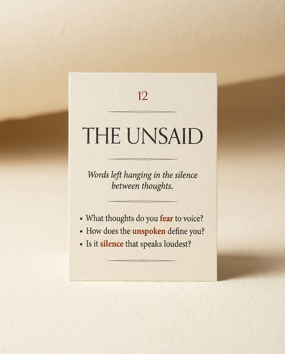 Unsaid Reflections — keyword card with three questions